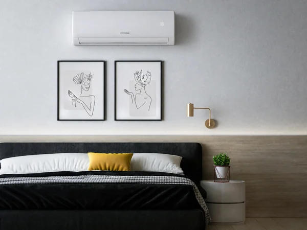 Hyundai REVOLUTION 2,6 kW w niewielkiej sypialni nad łóżkiem - idealny do pomieszczeń do 30 m²