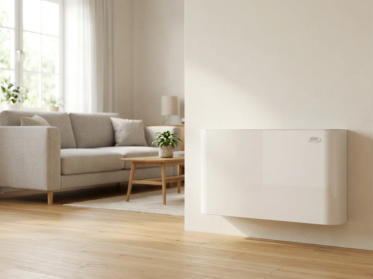 Klimakonwektor przypodłogowy Cooper&Hunter 6,75 kW CH-FFC67K2 zamontowany na ścianie w salonie