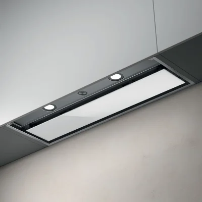 Okap do zabudowy Elica Boxin Plus 90 cm stal nierdzewna - białe szkło i stalowy korpus
